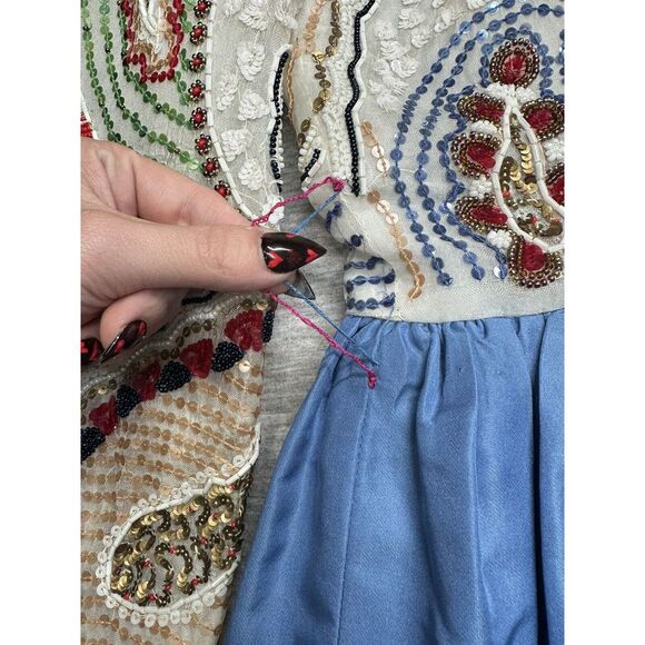 VTG Richilene Neiman Marcus Beaded Multicolor Ball‎ Gown Size 0-3 - Picture 6 of 16